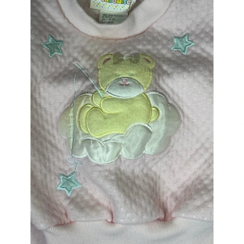 Vintage Childwise Pink Quilted Teddy Bear‎ Sweatshirt and Pants Set 24 Months